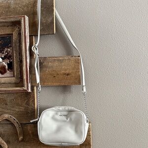 Nine West Gray Crossbody with Chain-Accent Strap